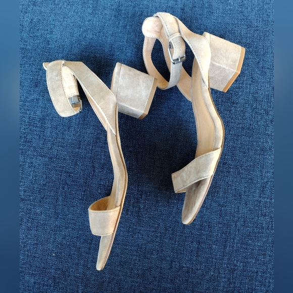 MADEWELL ALICE G4970 Womens Sandals Sz 7.5 Taupe Leather Block Heels Ankle Strap - Picture 2 of 5
